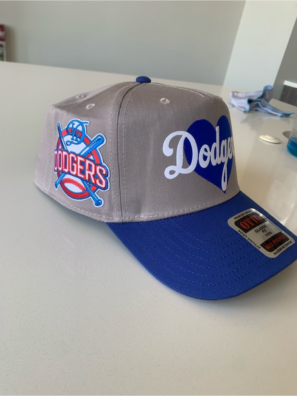Dodgers Heart Logo Two-Tone Cap — Gray & Blue